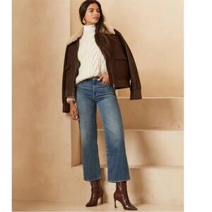 Banana Republic high rise wide leg crop jeans medium dark wash size 27